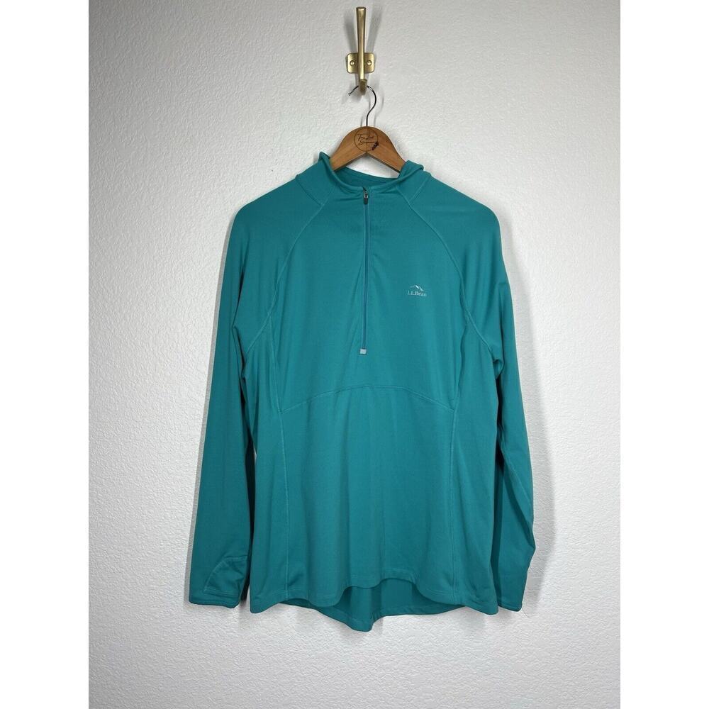 LL Bean Womens 1/2 Zip Pullover Top XL Regular Misses Long Sleeves Teal